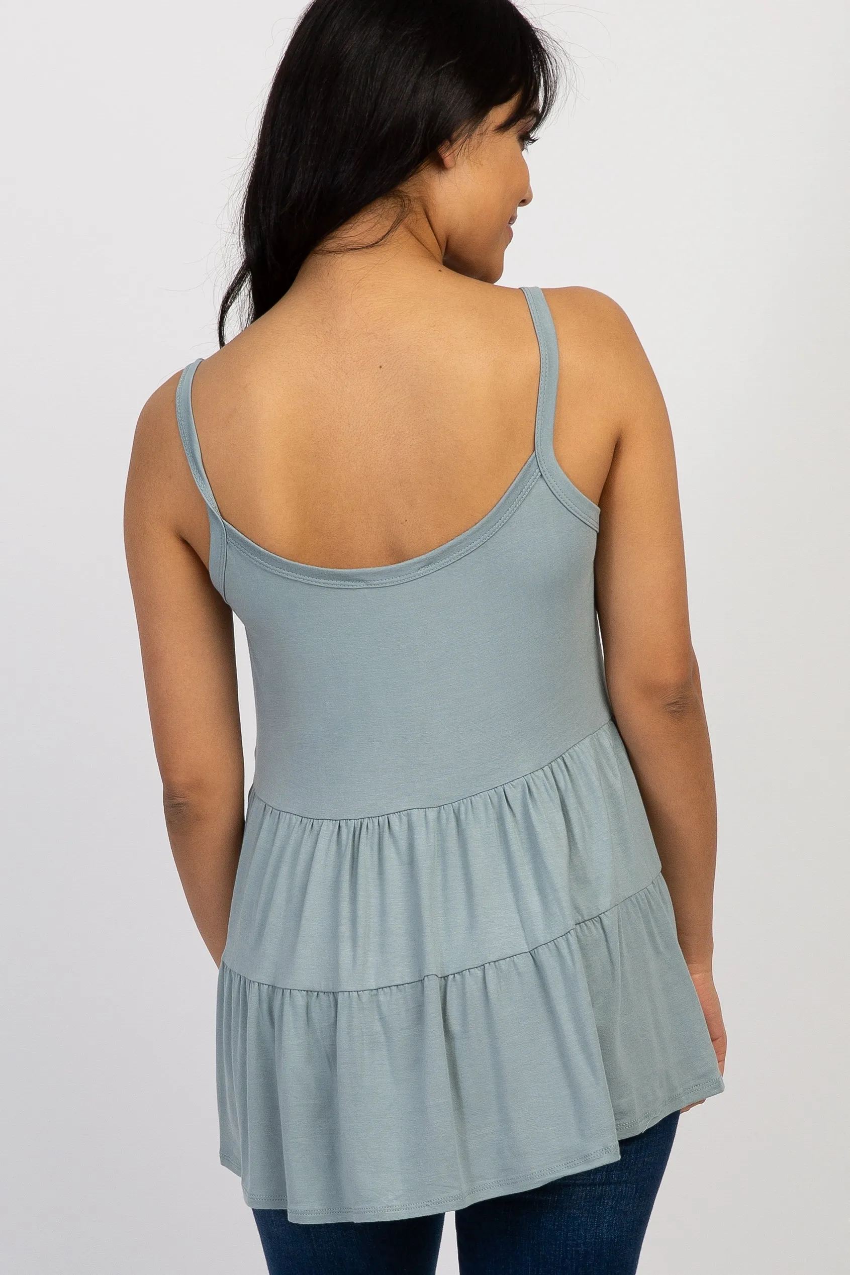 Maternity Peplum Top in Light Blue