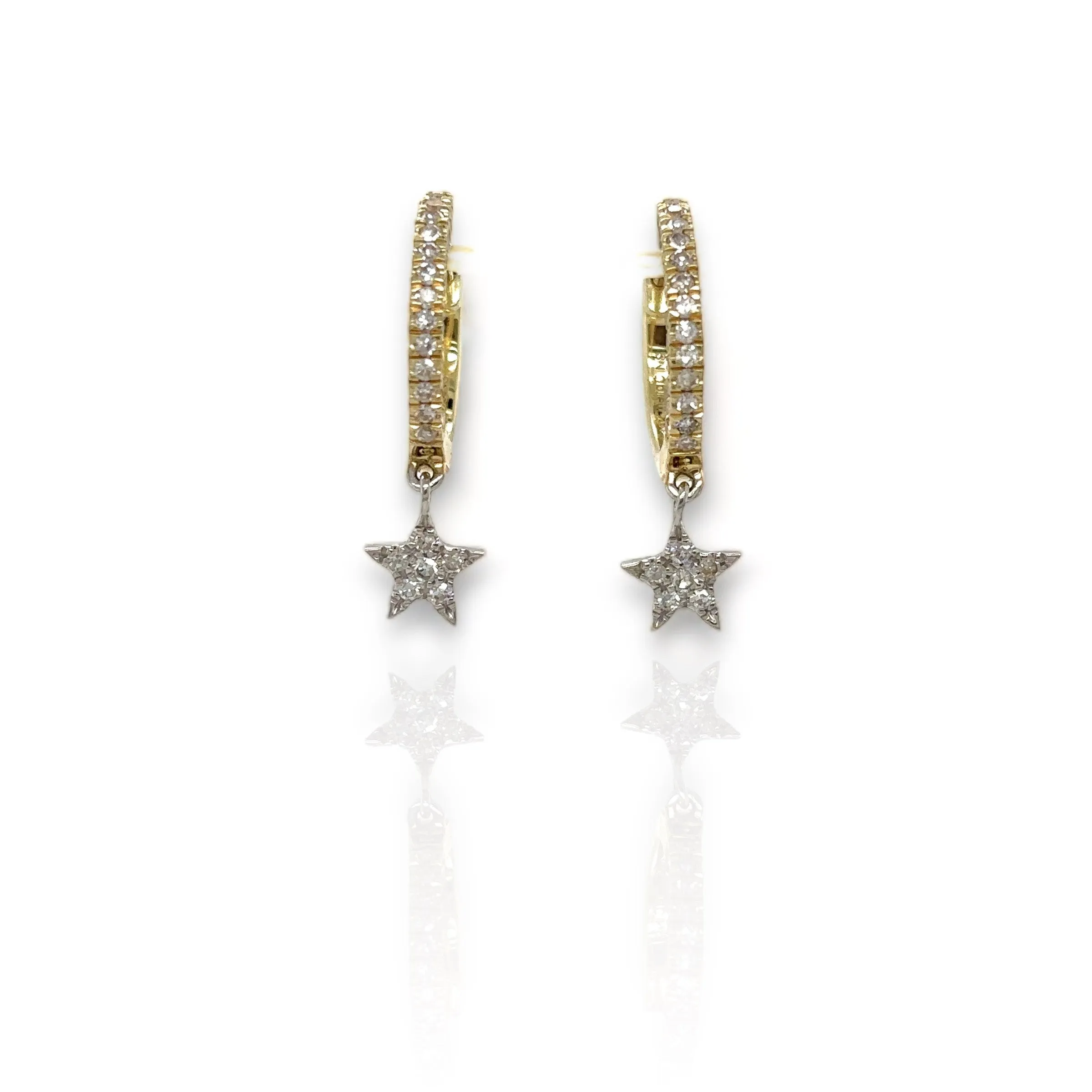 Meira T 14kt Gold 0.28 CTW Diamond Star Huggie Earrings