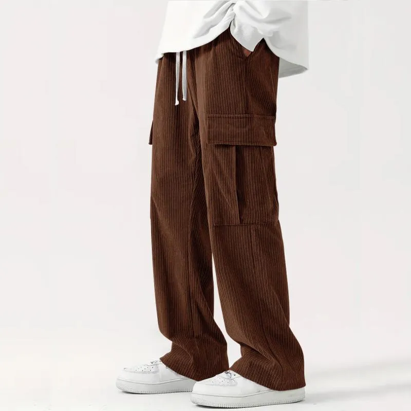 Men's 74127337M Casual Corduroy Pants with Elastic Waist Looseness