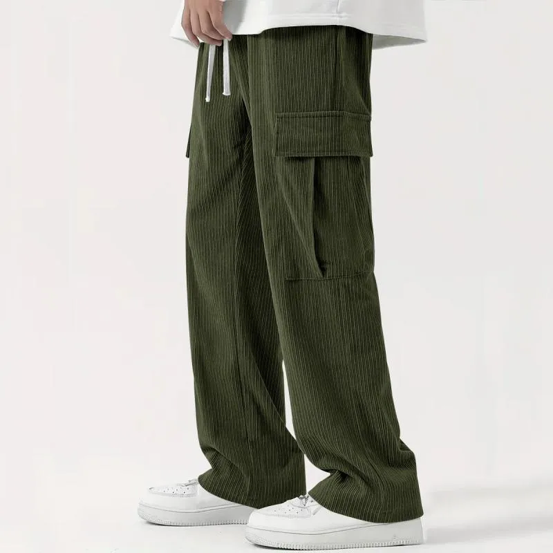 Men's 74127337M Casual Corduroy Pants with Elastic Waist Looseness