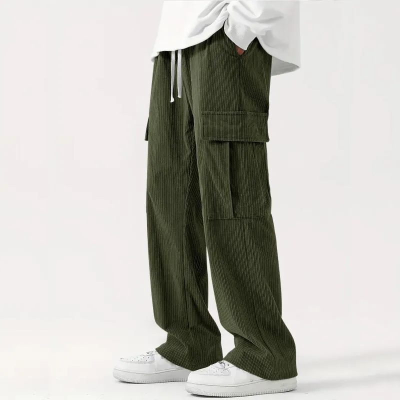 Men's 74127337M Casual Corduroy Pants with Elastic Waist Looseness