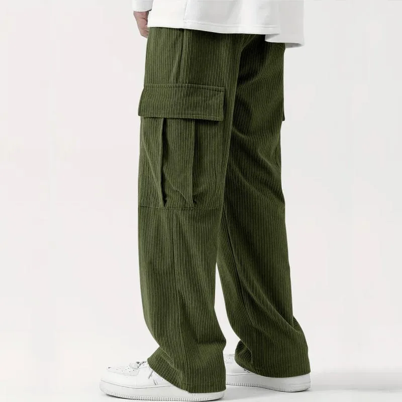 Men's 74127337M Casual Corduroy Pants with Elastic Waist Looseness