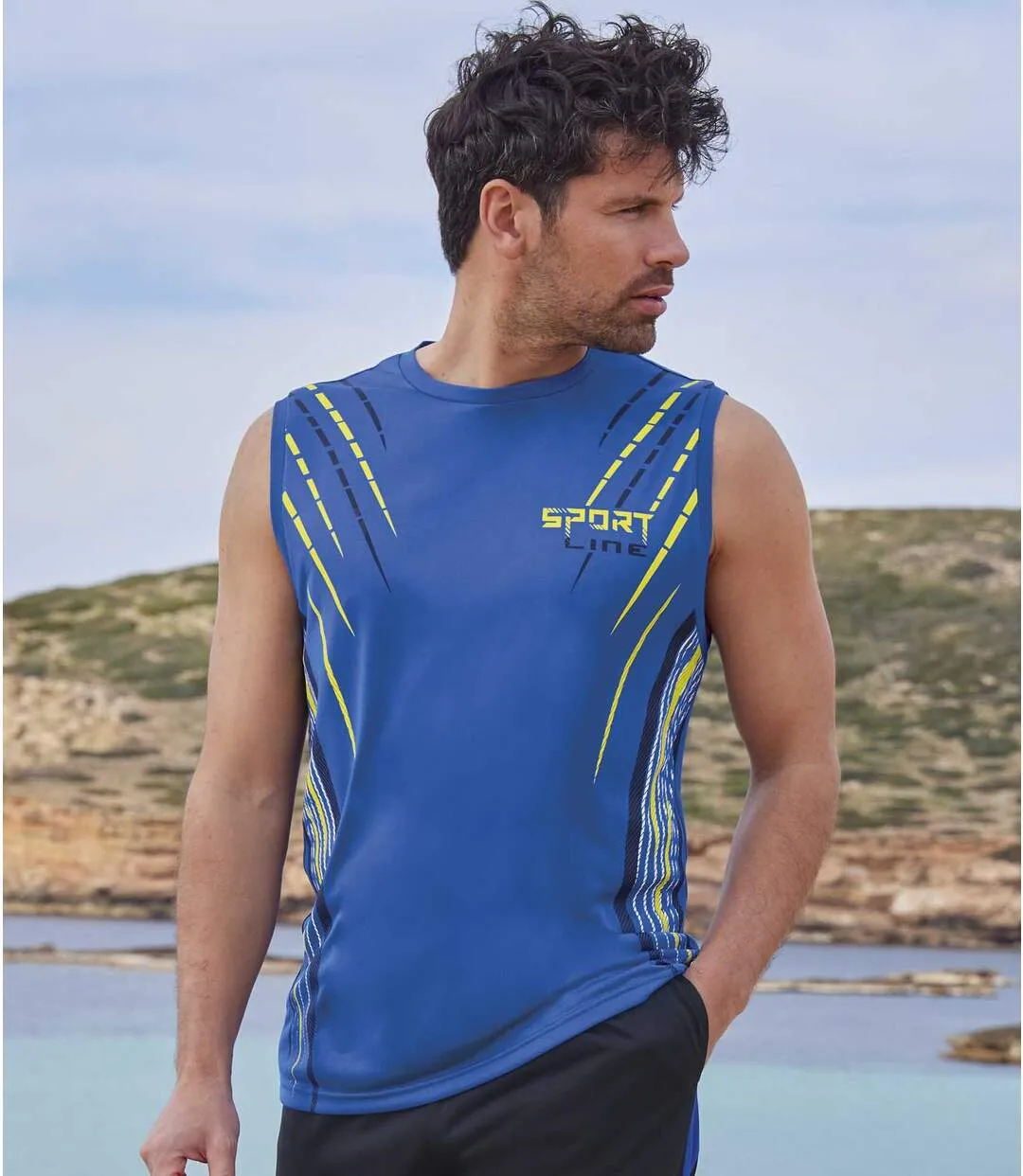 Men's Active Vests Blue Green Black