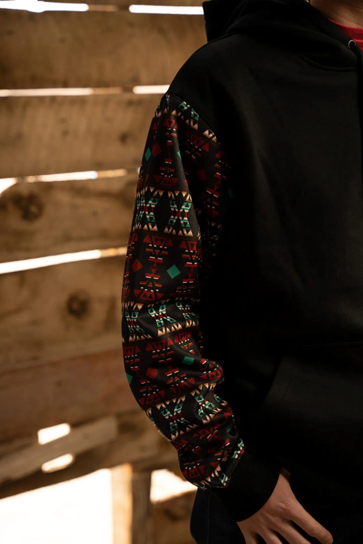 Men's Black Aztec Print Hoodie