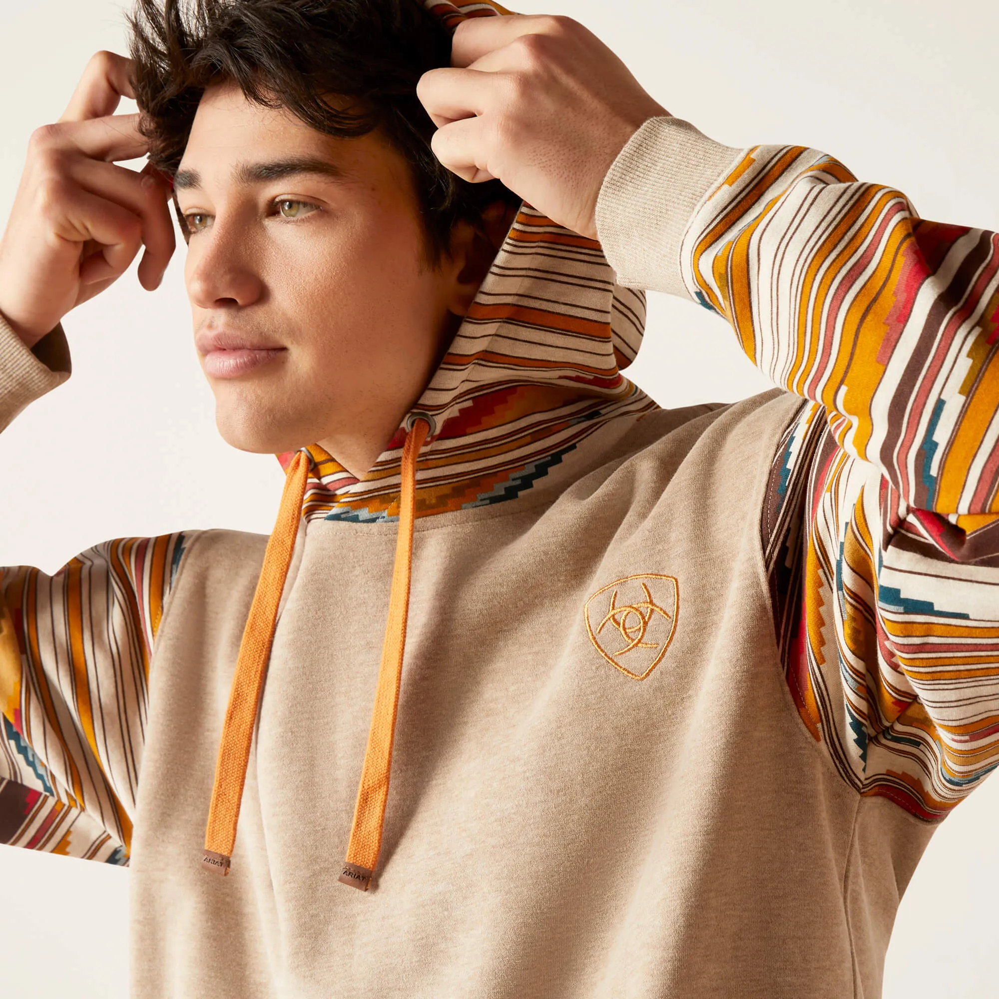 Men's Beige Chimayo Print Hoodie