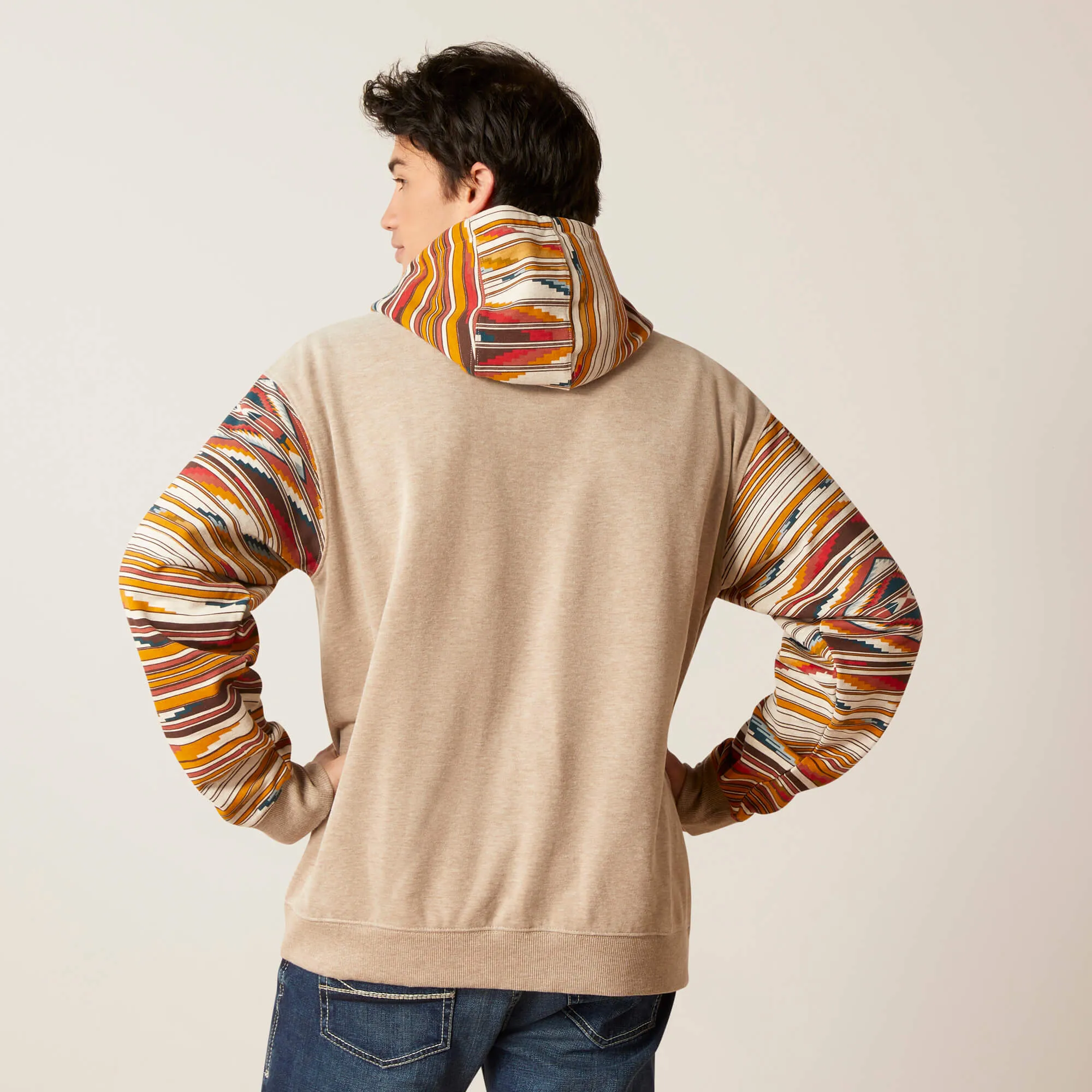 Men's Beige Chimayo Print Hoodie