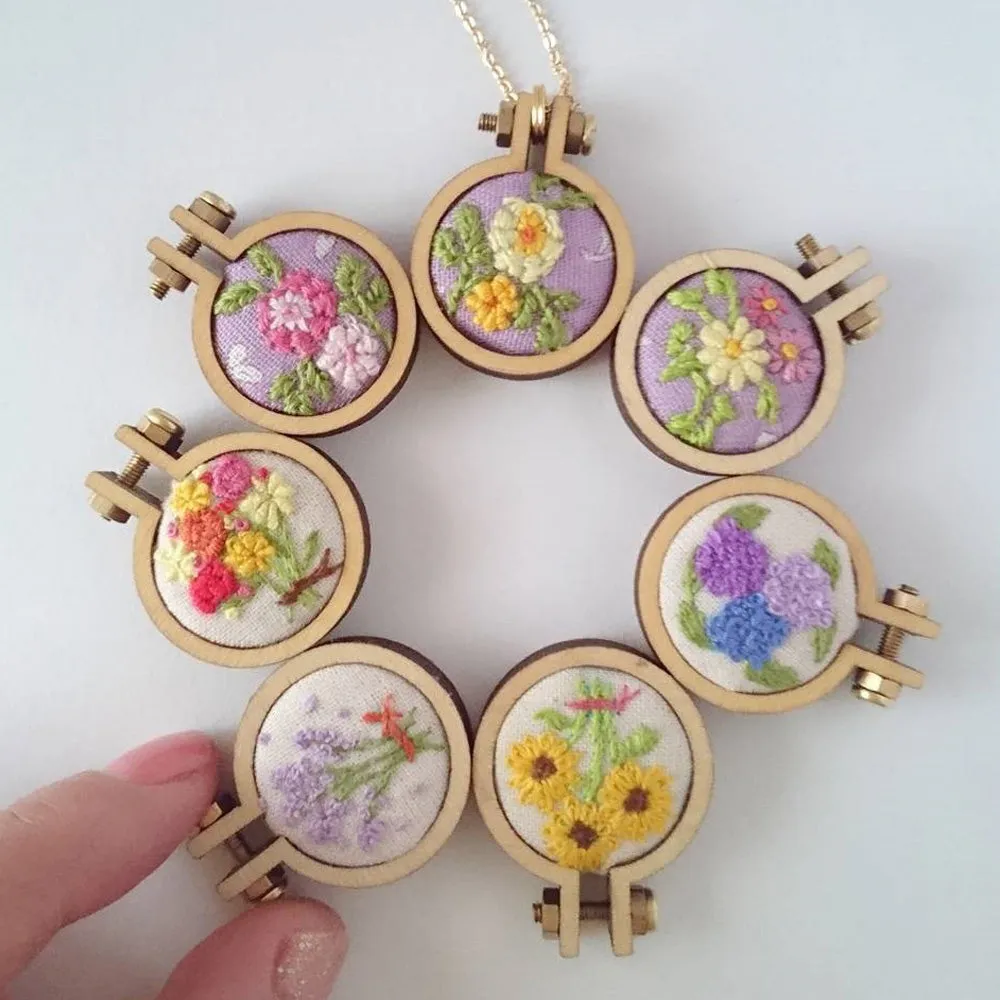 Round Mini Embroidery Hoop Pendant