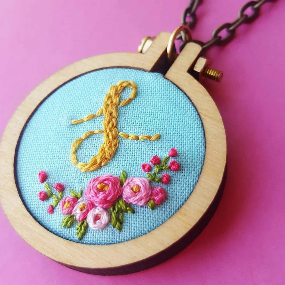 Round Mini Embroidery Hoop Pendant