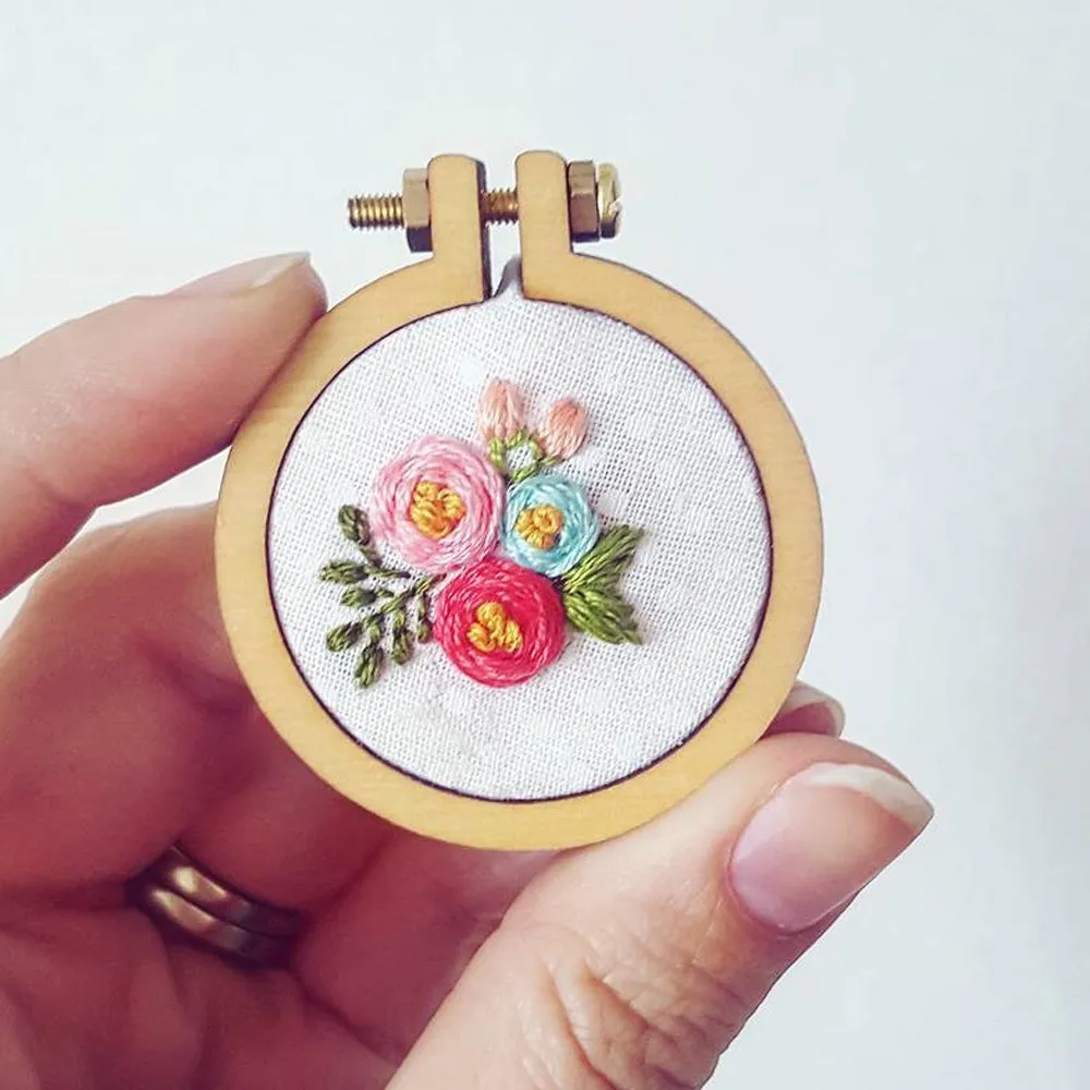 Round Mini Embroidery Hoop Pendant