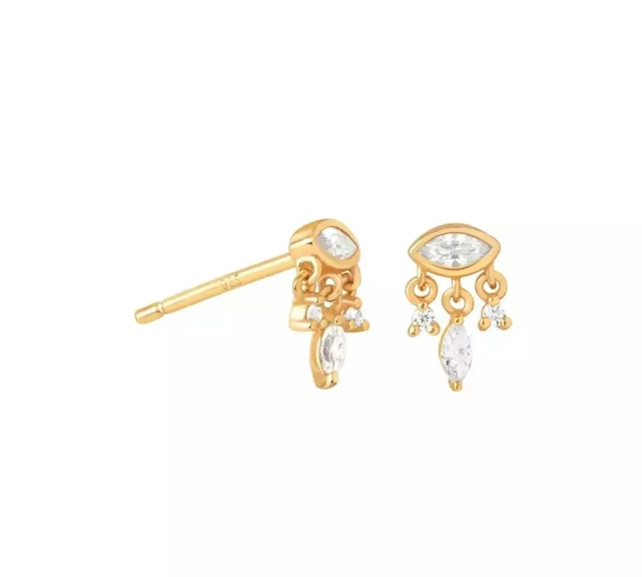 Marquis Triple Charm Earrings