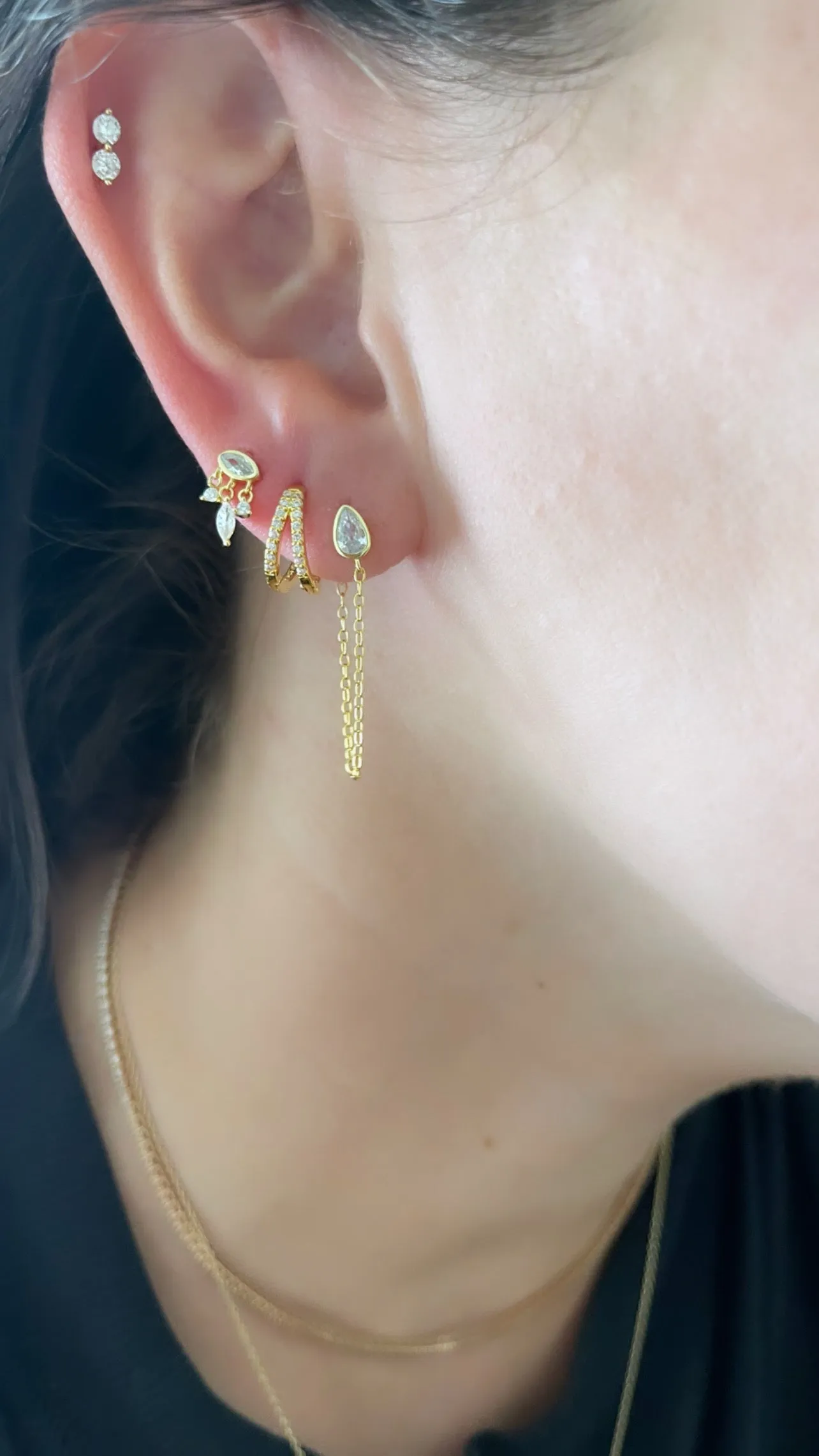 Marquis Triple Charm Earrings