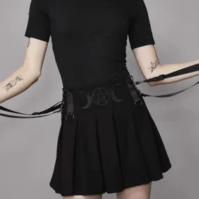 Moon And Pentacle Embroidered A-line Mini Skirts for Women