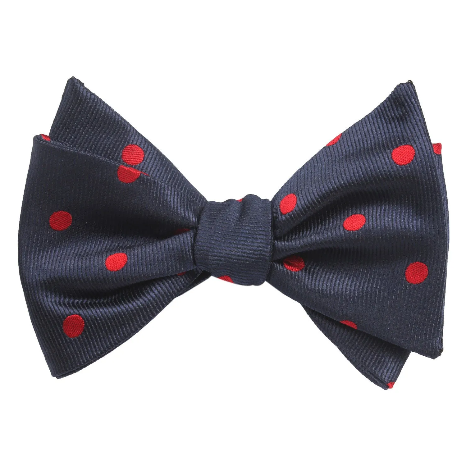 Navy Blue Bow Tie Untied Red Polka Dots