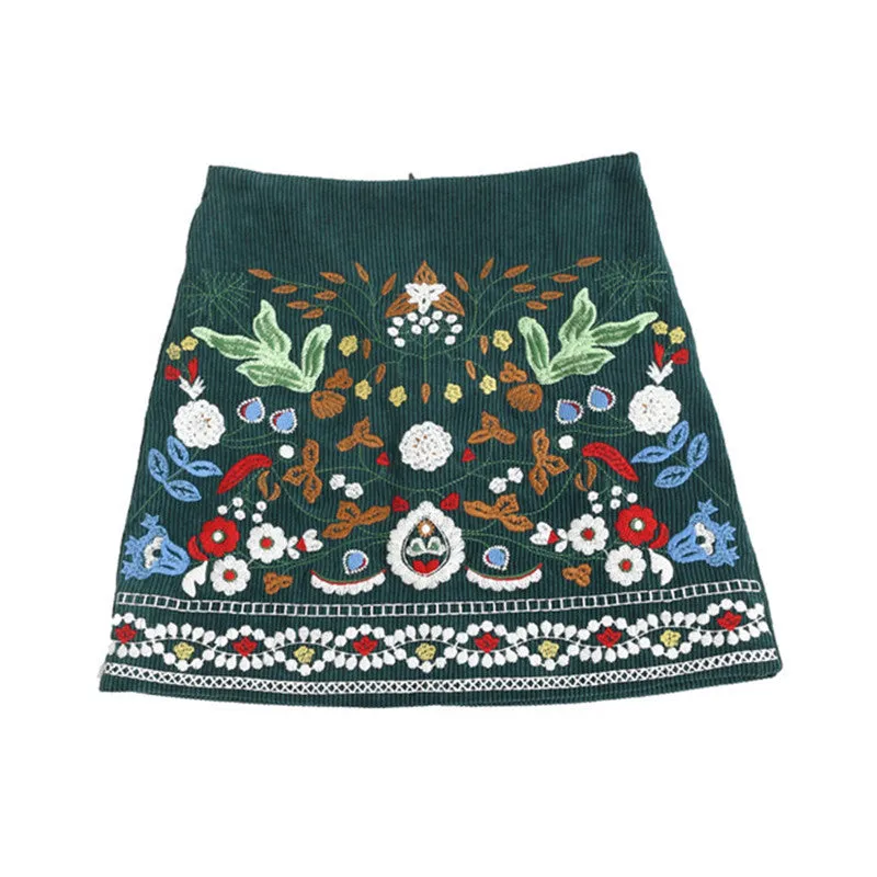 New Summer A-Line Skirt with Floral Embroidery, Retro High-Waist Women's Skirt