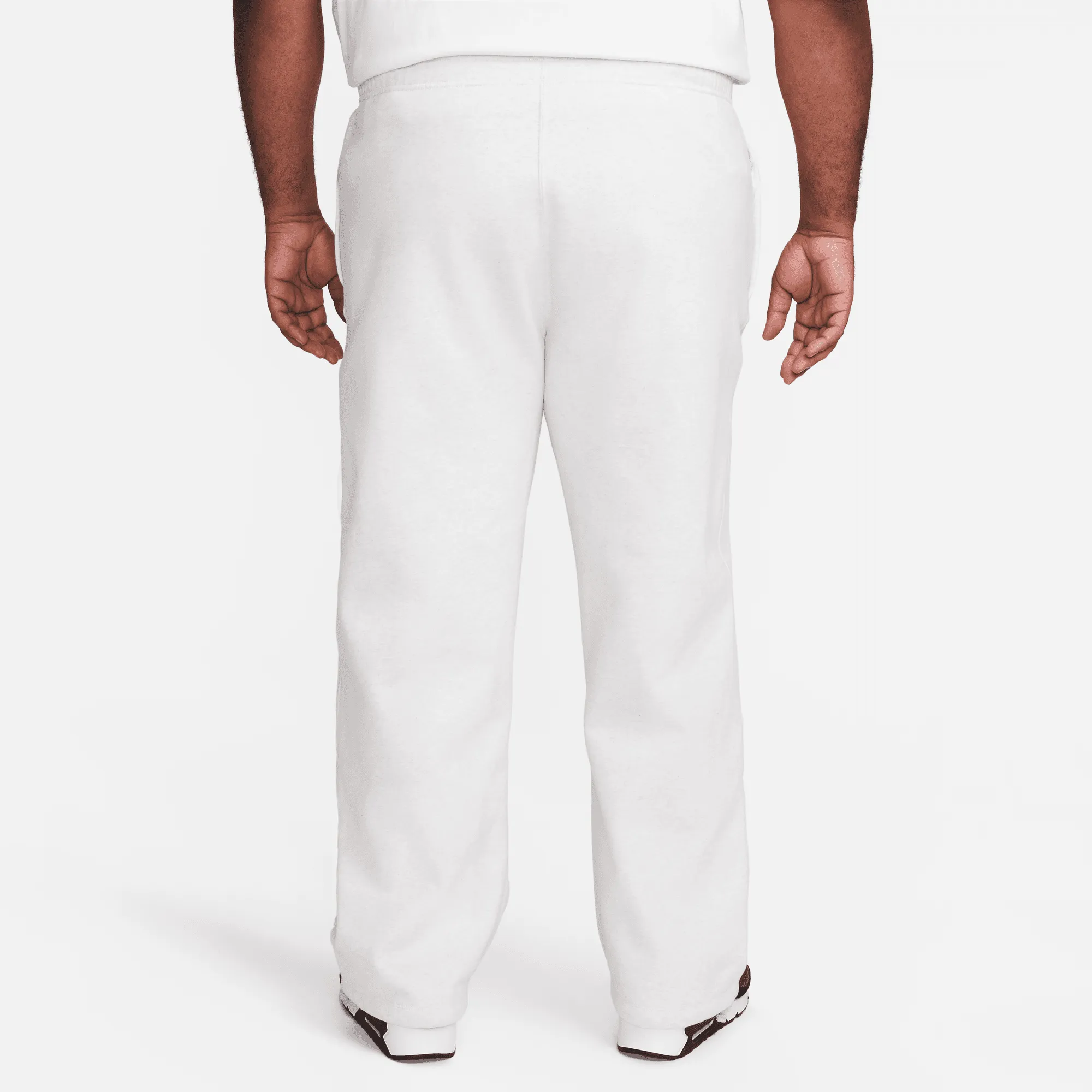 Nike White Solo Swoosh Open Hem Fleece Pants