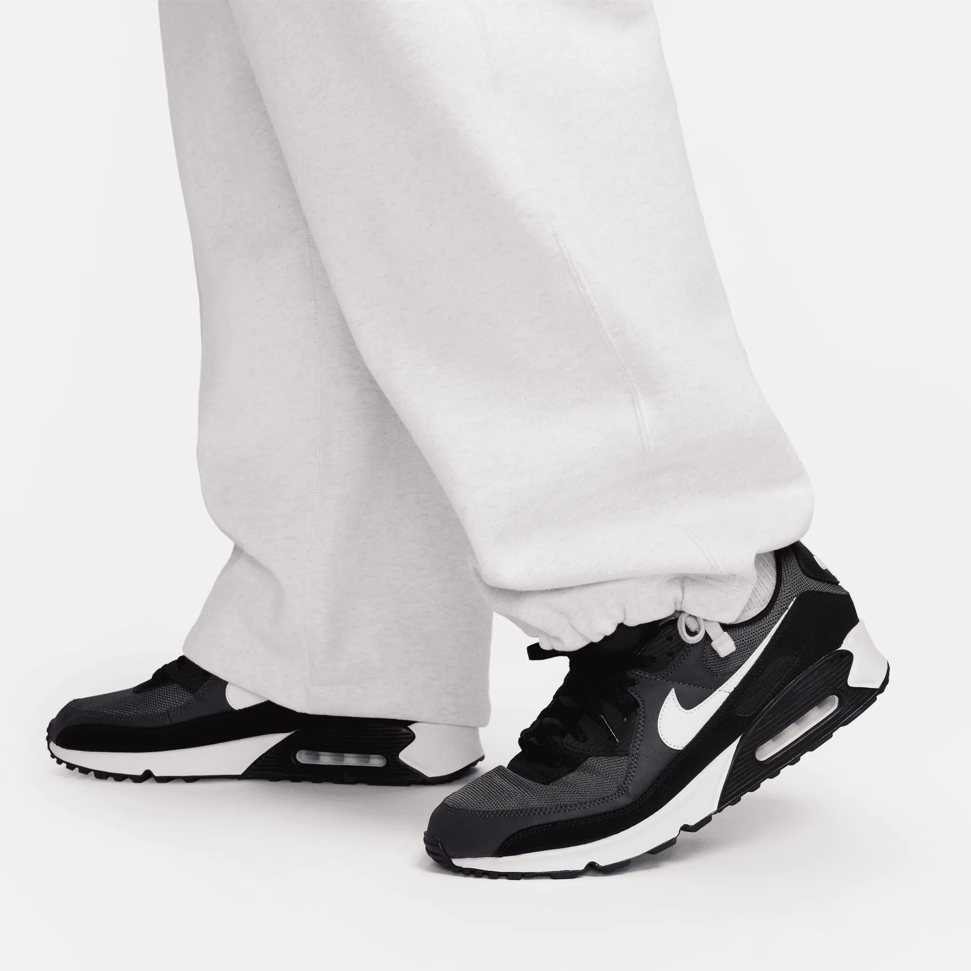 Nike White Solo Swoosh Open Hem Fleece Pants