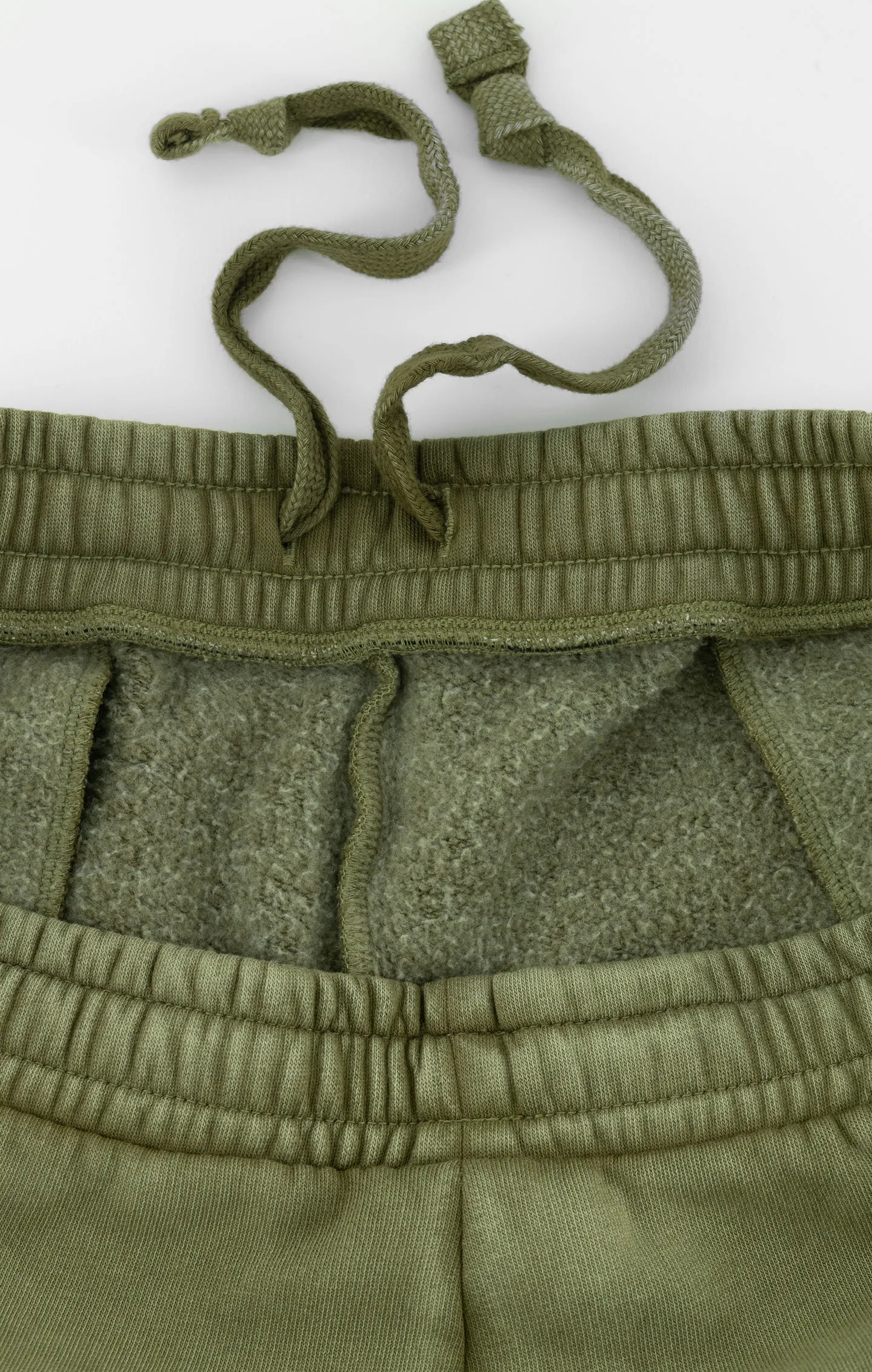 Olive Green Fleece Pants with Tonal Embroidery