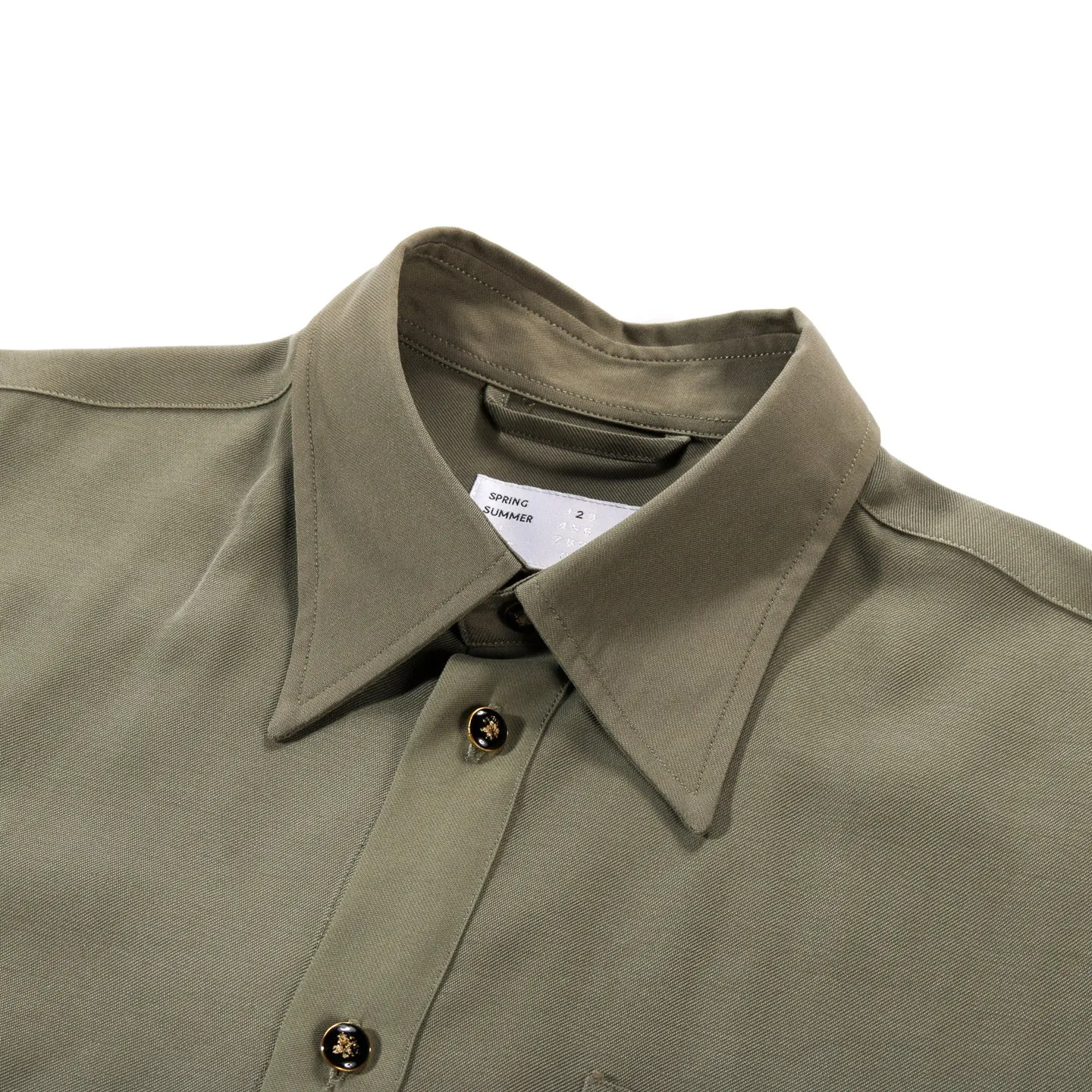 4SDESIGNS LI BD Olive Viscose/Poly Twill Button-Down Shirt