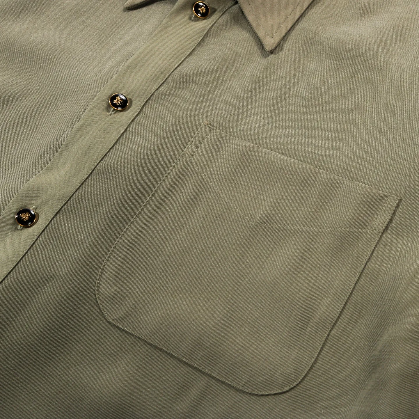 4SDESIGNS LI BD Olive Viscose/Poly Twill Button-Down Shirt