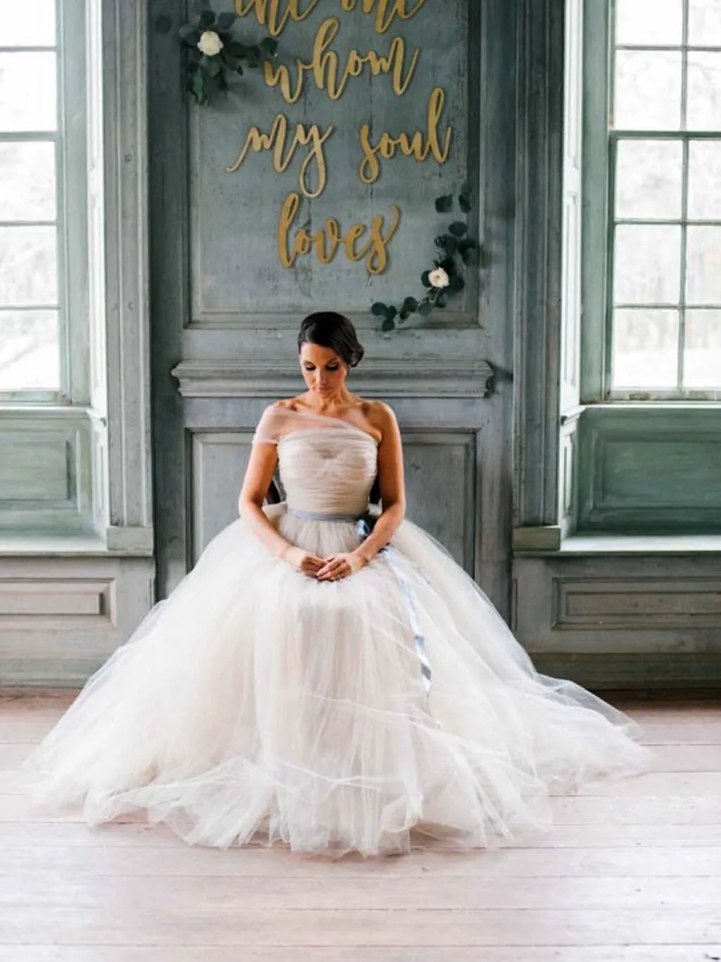 Affordable Tulle One Shoulder Wedding Dress