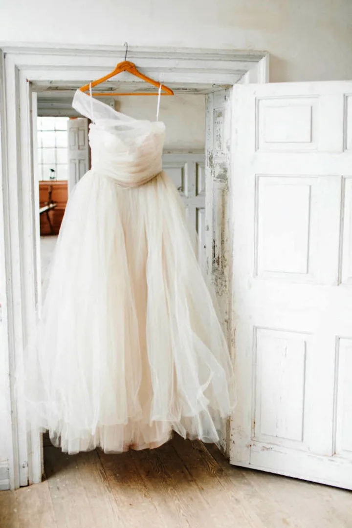 Affordable Tulle One Shoulder Wedding Dress