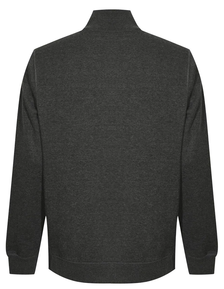 Classic Penguin Quarter Zip Sweatshirts in Dark Charcoal Heather