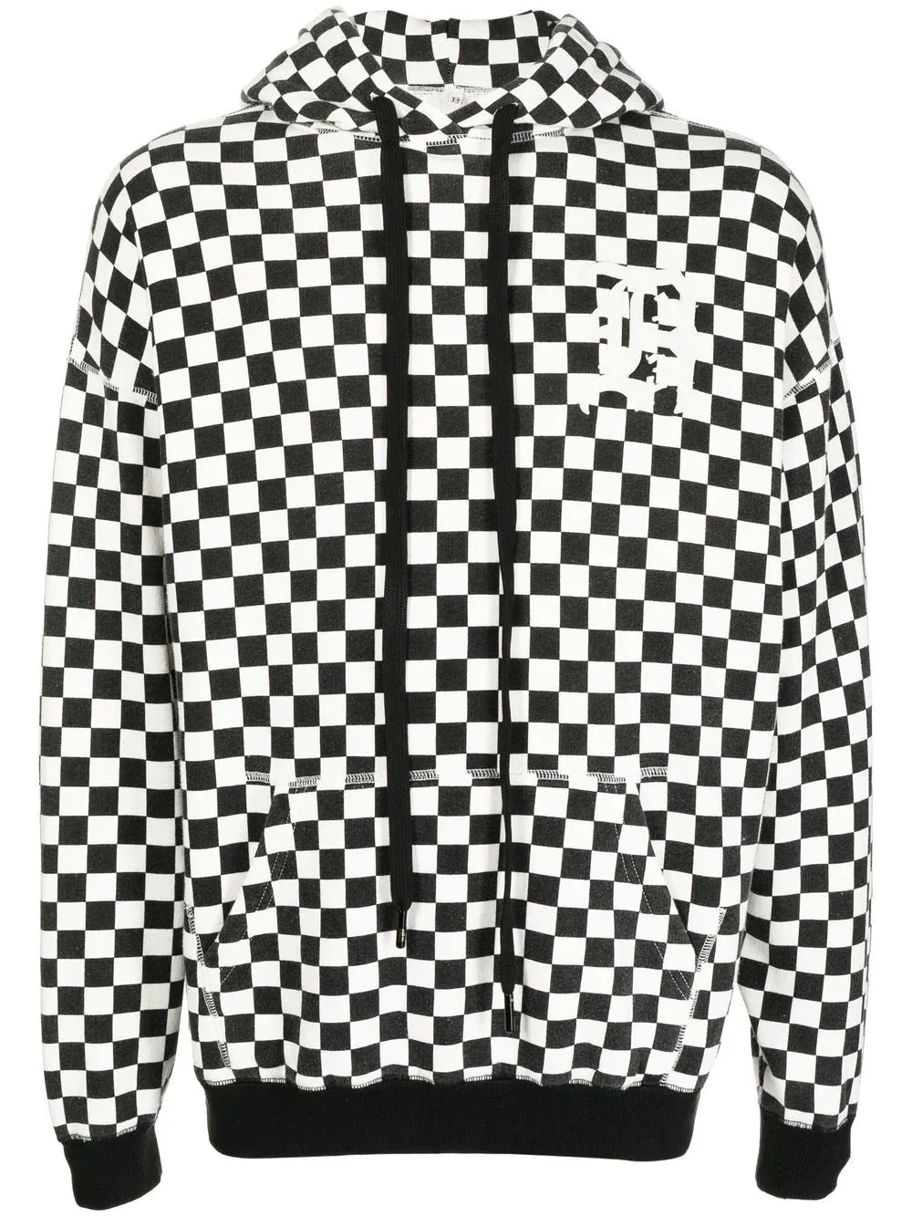 Black White Checked Oversized Hoodie