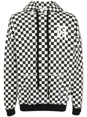 Black White Checked Oversized Hoodie