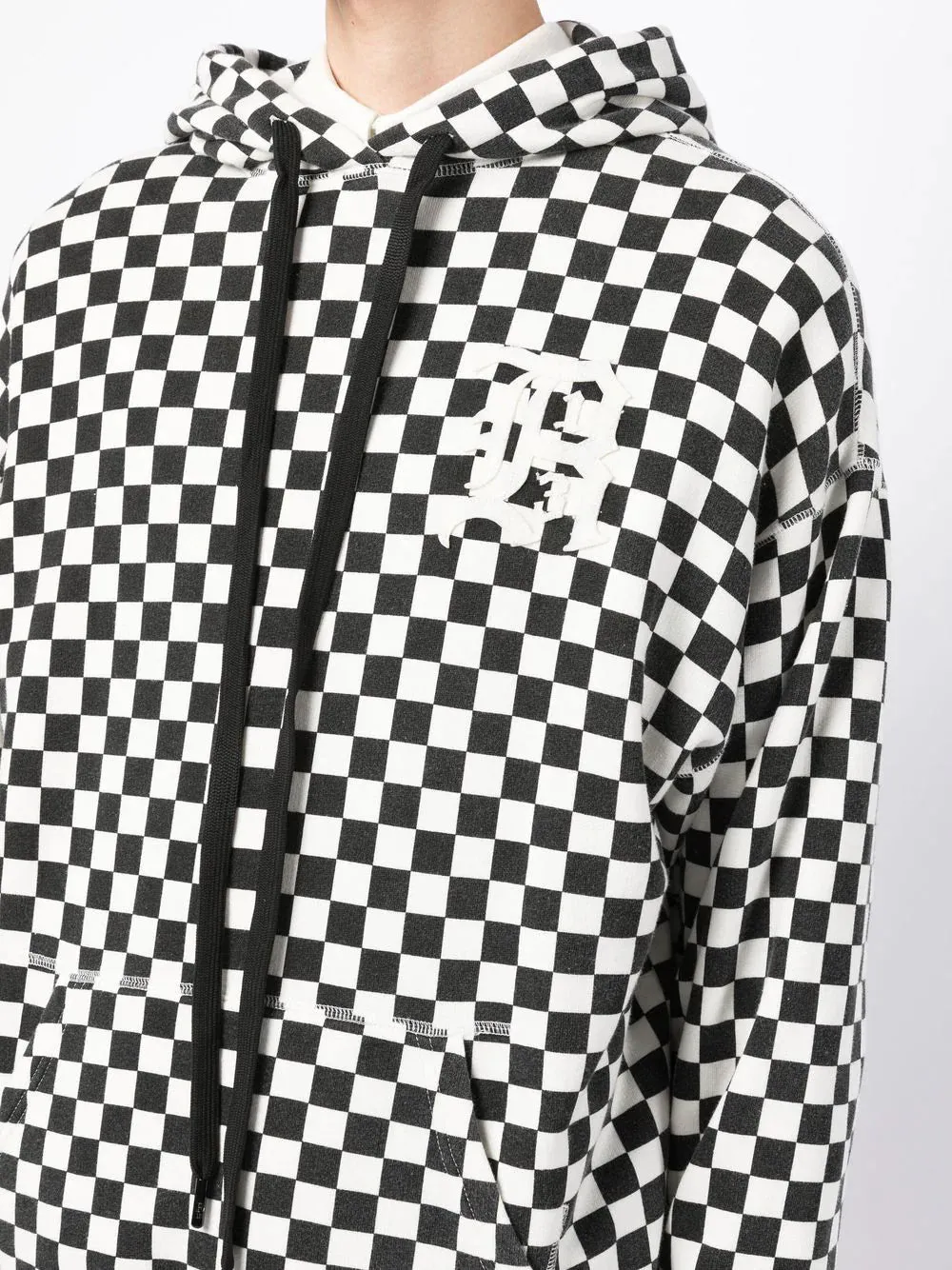 Black White Checked Oversized Hoodie