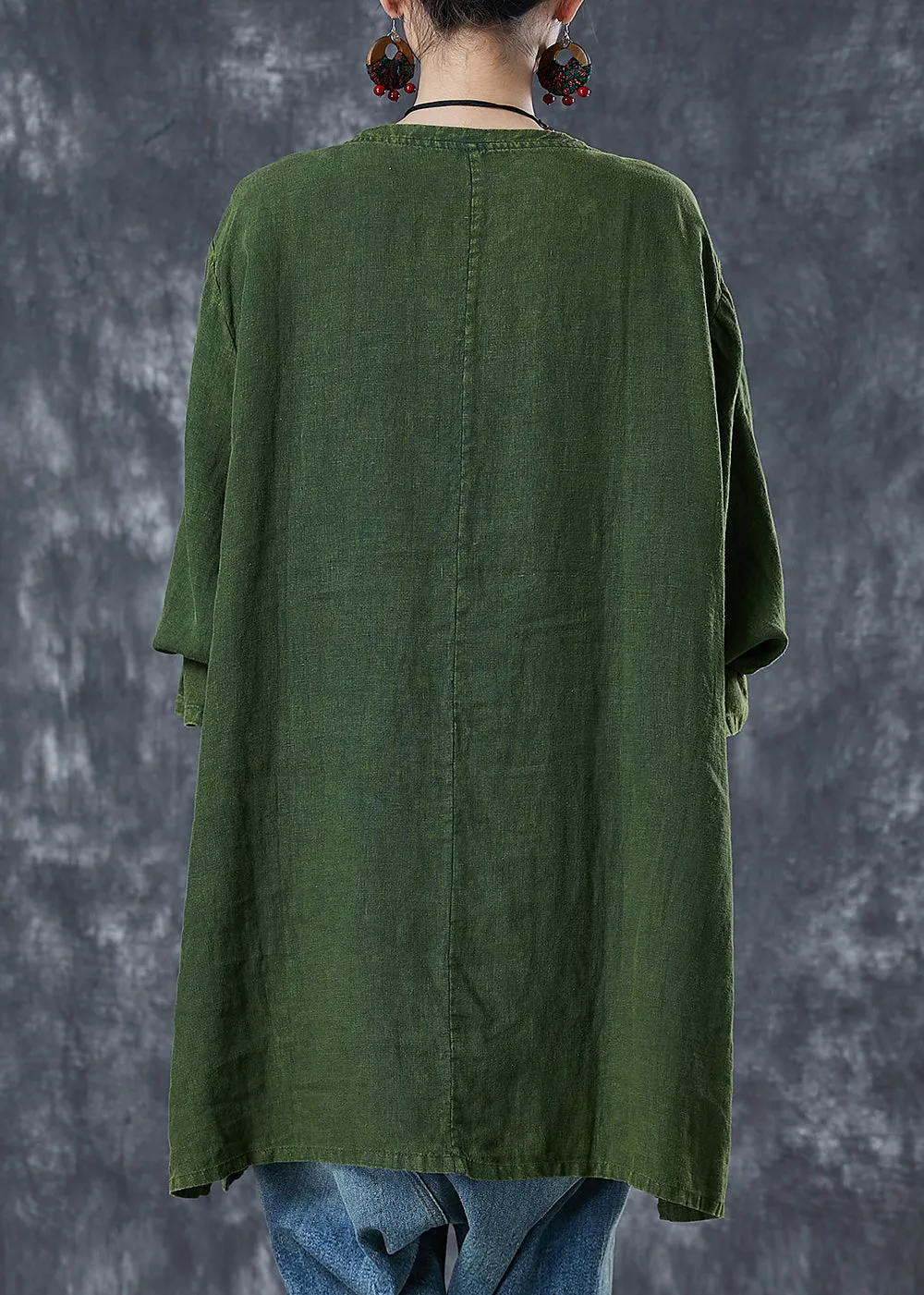 Oversized Green Linen Sweatshirts for Fall