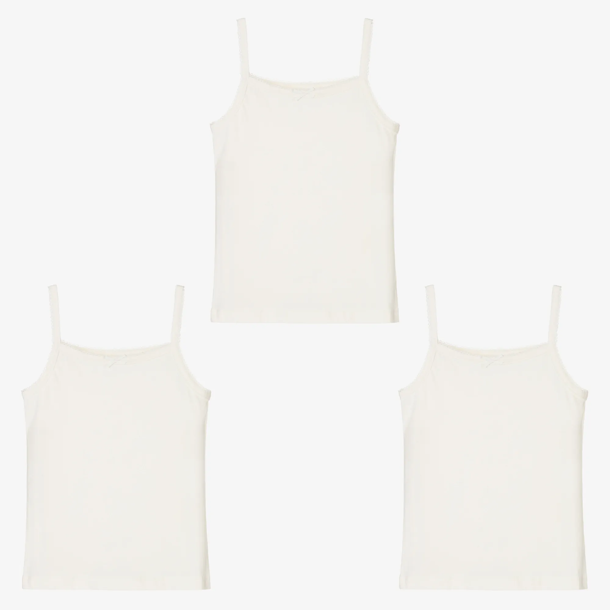 3-Pack Girls White Organic Cotton Vests