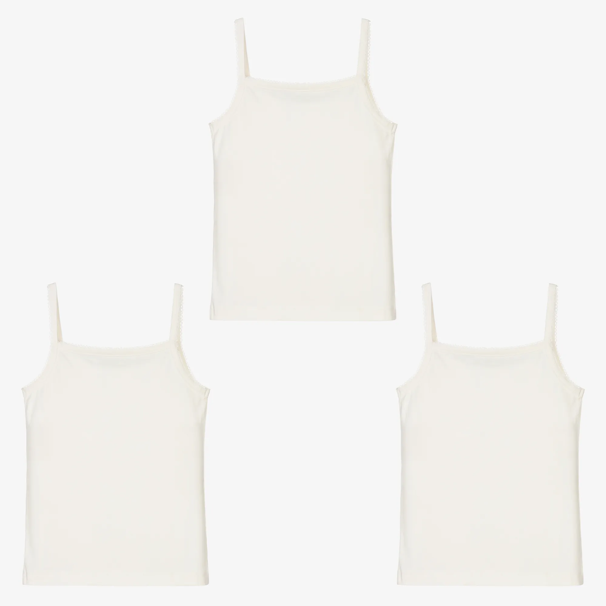 3-Pack Girls White Organic Cotton Vests