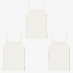 3-Pack Girls White Organic Cotton Vests