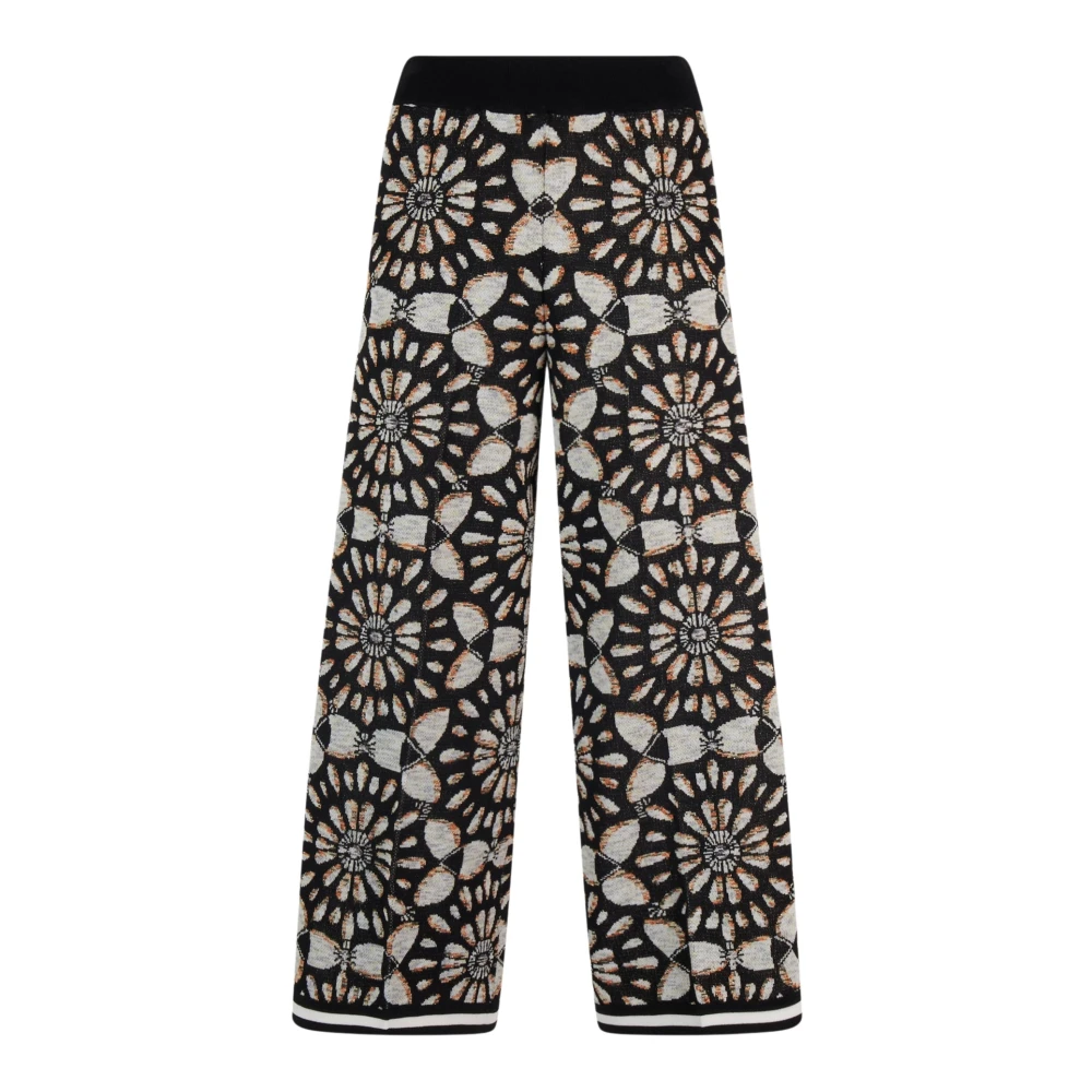 Pantaloni Flare in Jacquard a Contrasto Geometrico