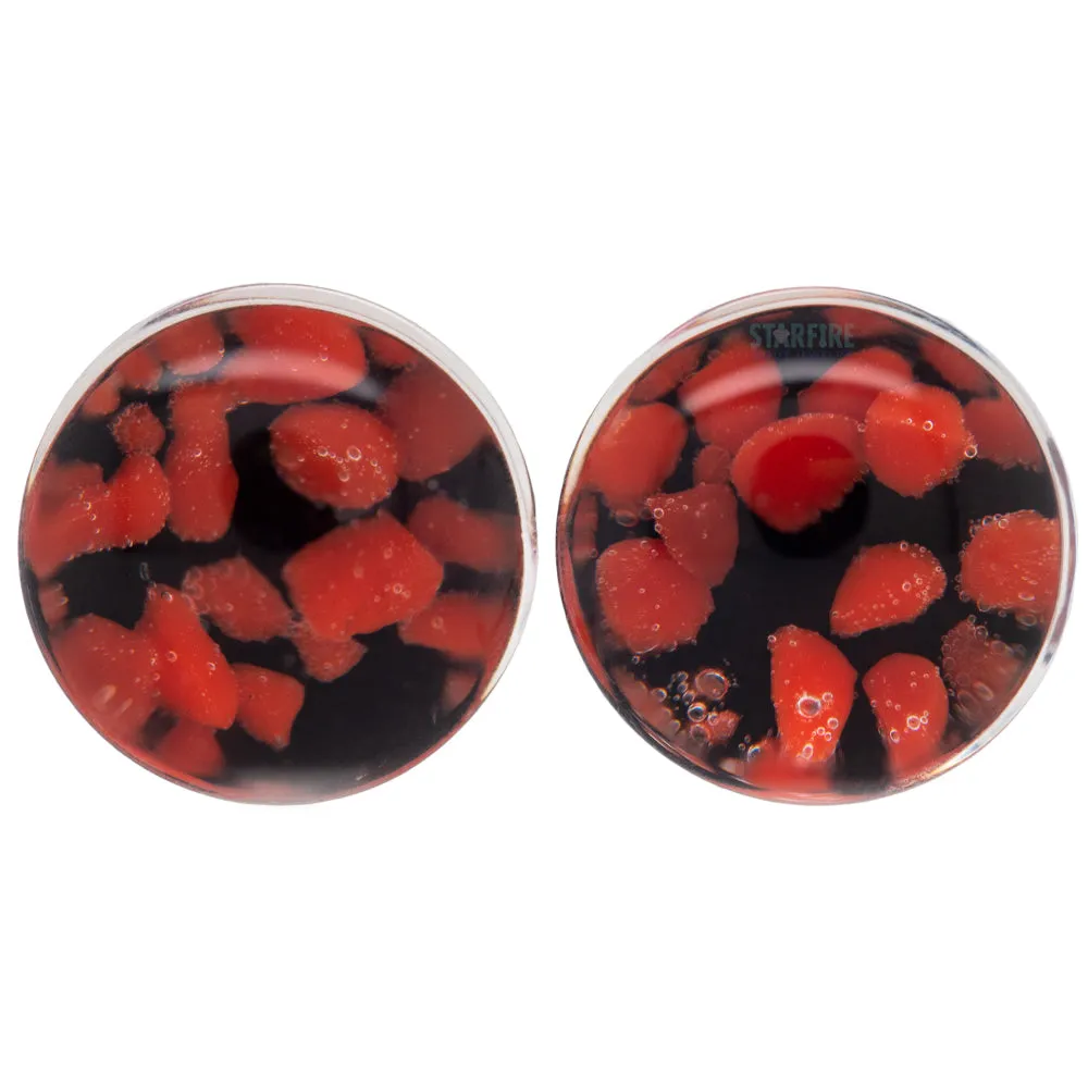 Cherry Glass Pebble Plugs