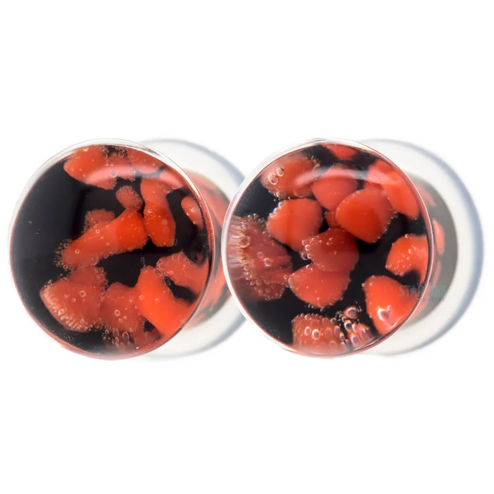 Cherry Glass Pebble Plugs