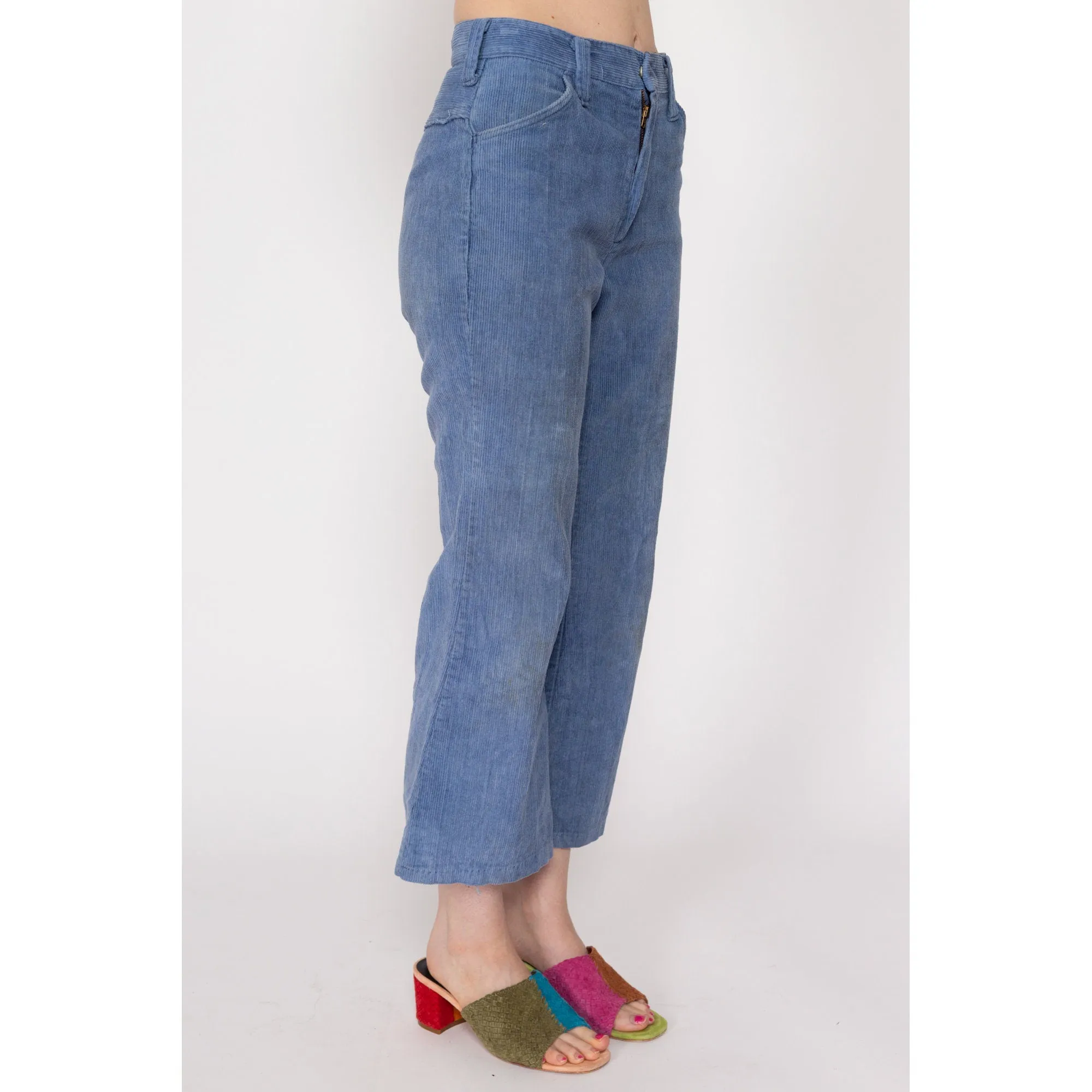 Petite Extra Small 70s Blue Corduroy Kick Flare Pants