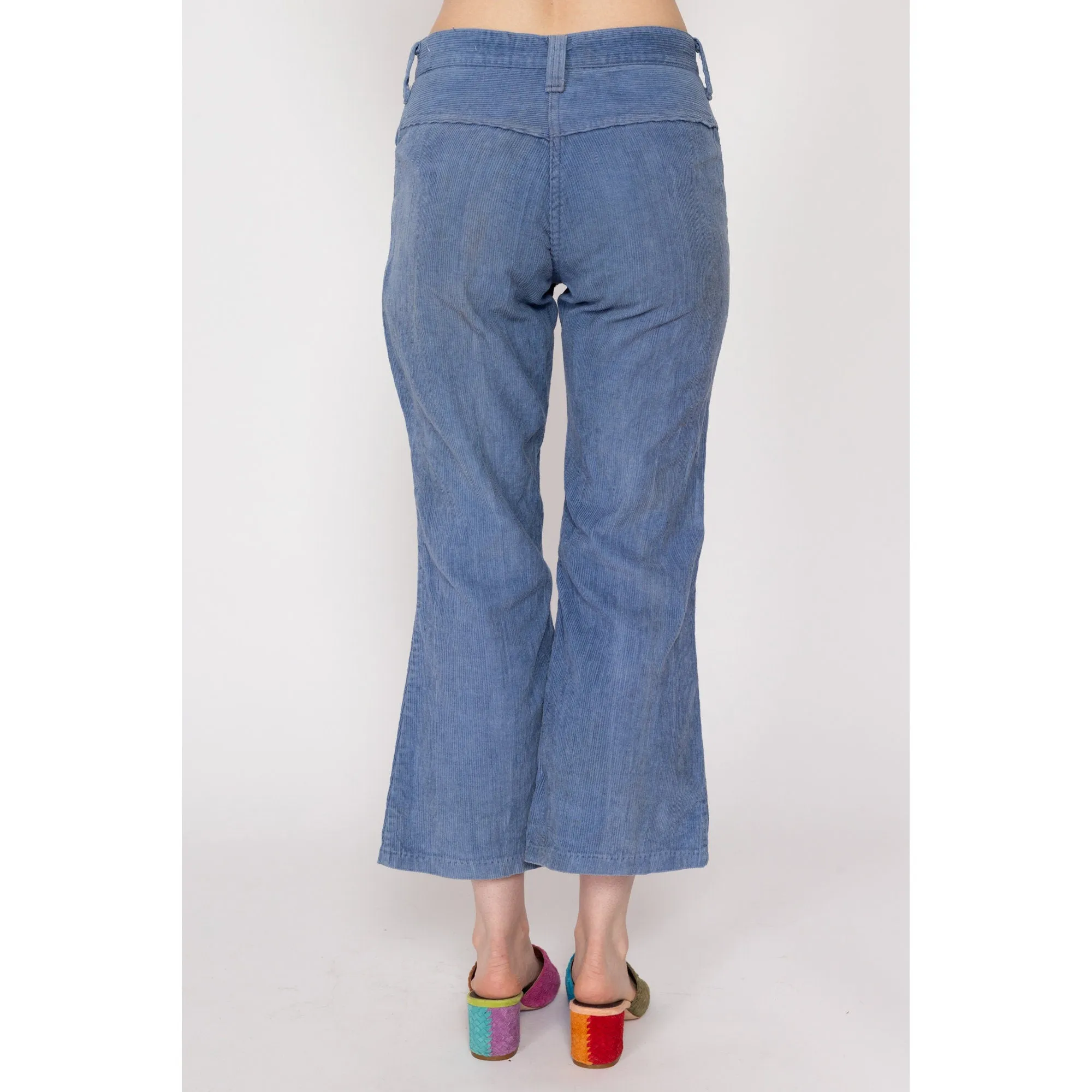 Petite Extra Small 70s Blue Corduroy Kick Flare Pants