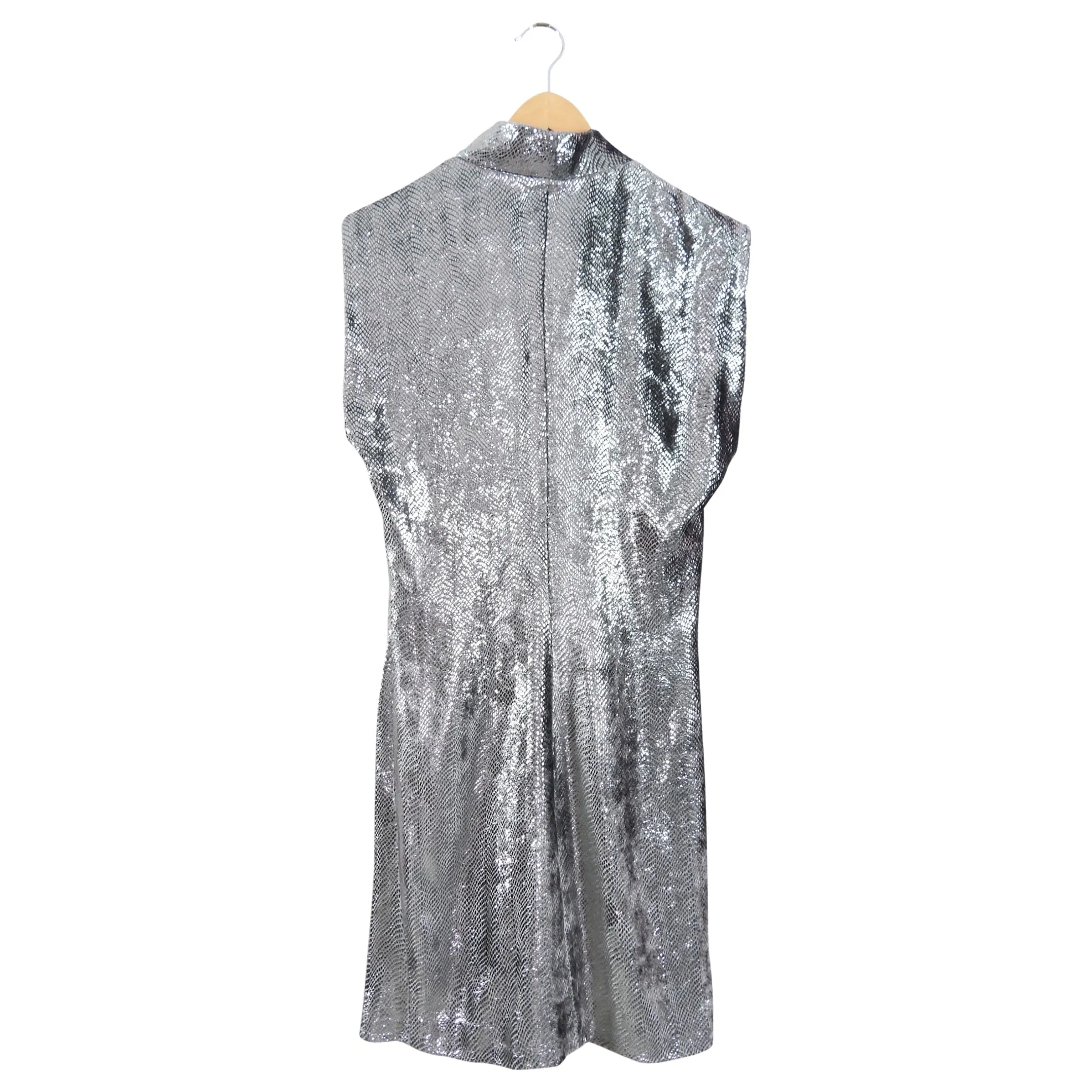 Metallic Velour Rosemaya Dress in Pewter