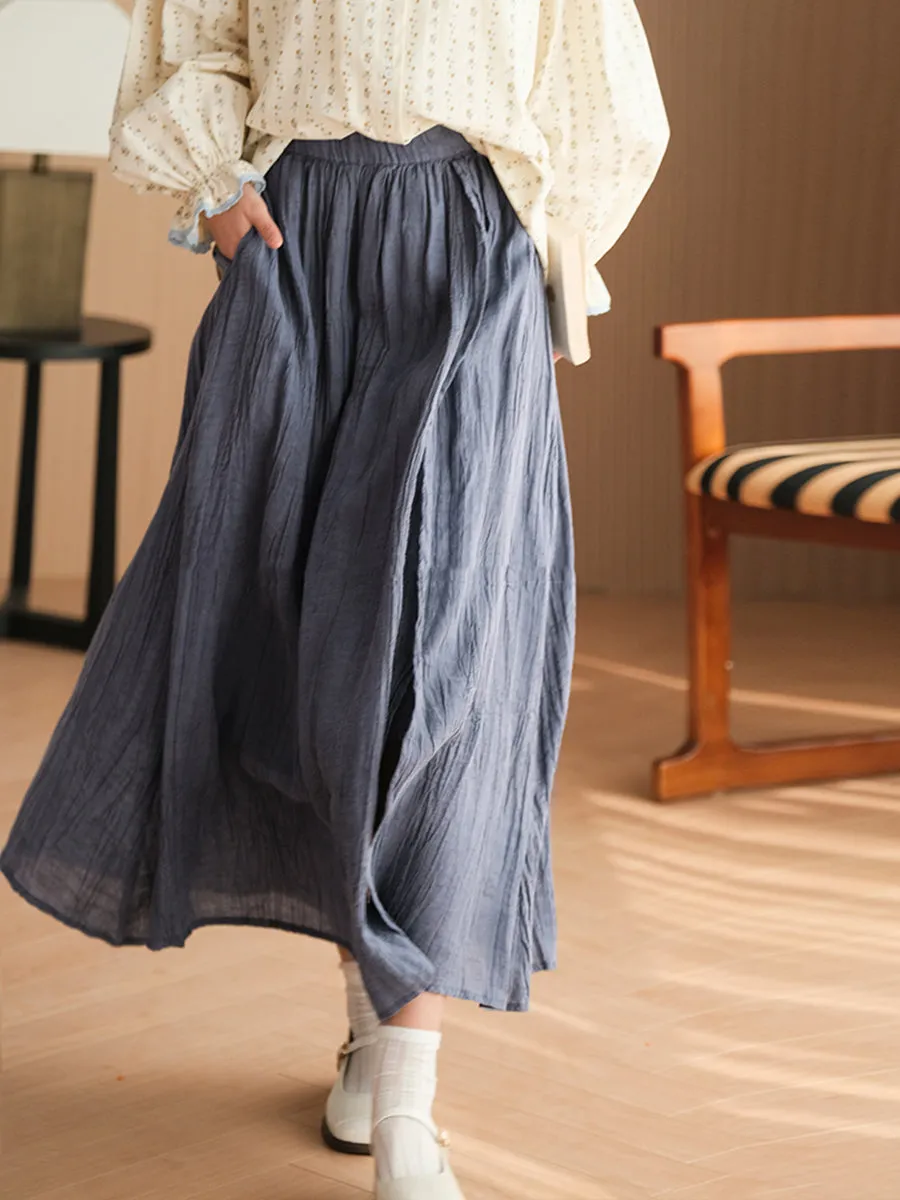 KL1030 Women's Plus Size Loose Ramie Skirt