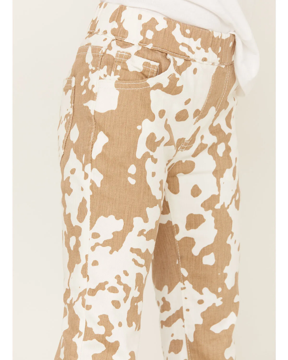 Saint & Hearts Girls Cowhide Print Pull On Flare Pants