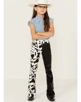 Saints & Hearts Girls Cow Print Flare Pants