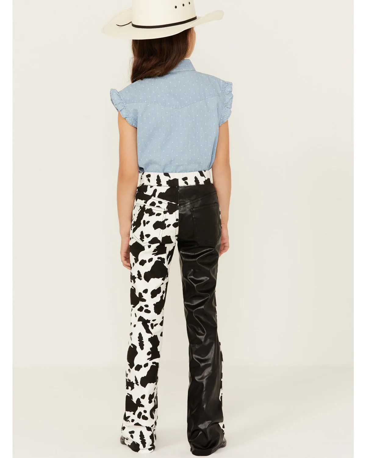 Saints & Hearts Girls Cow Print Flare Pants