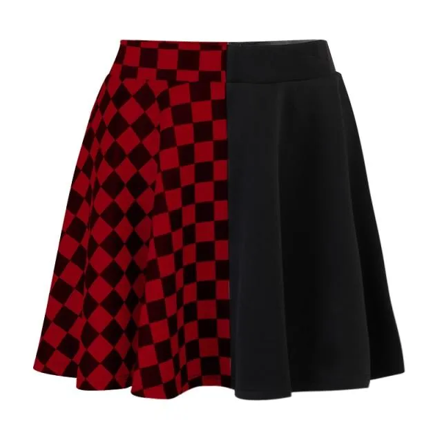 Punk A-Line Plaid Skirt with Gothic Twist