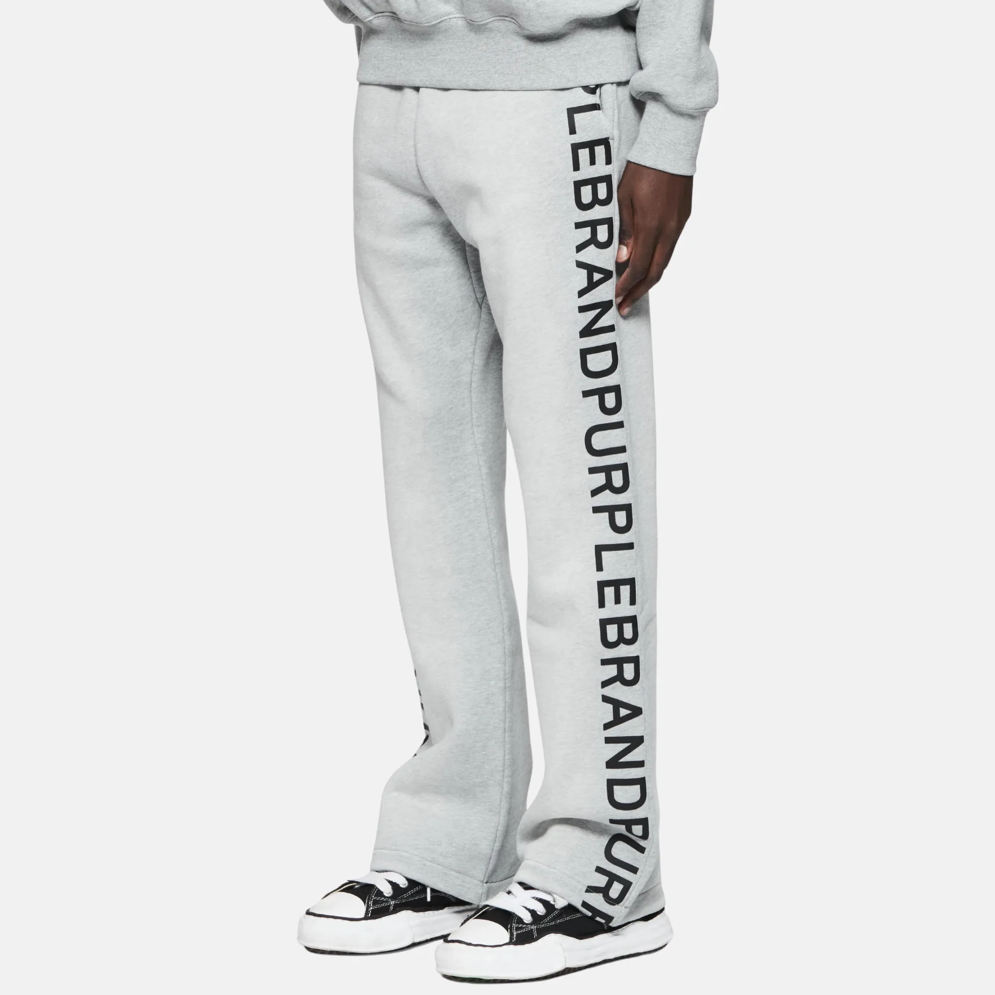 Heather Grey Wordmark Flare Pants by Purple Brand