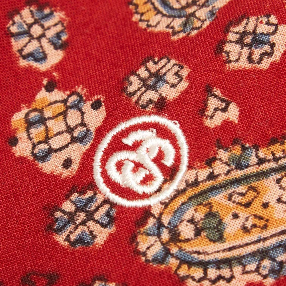 Red Stussy Wood Block Shirt with Paisley