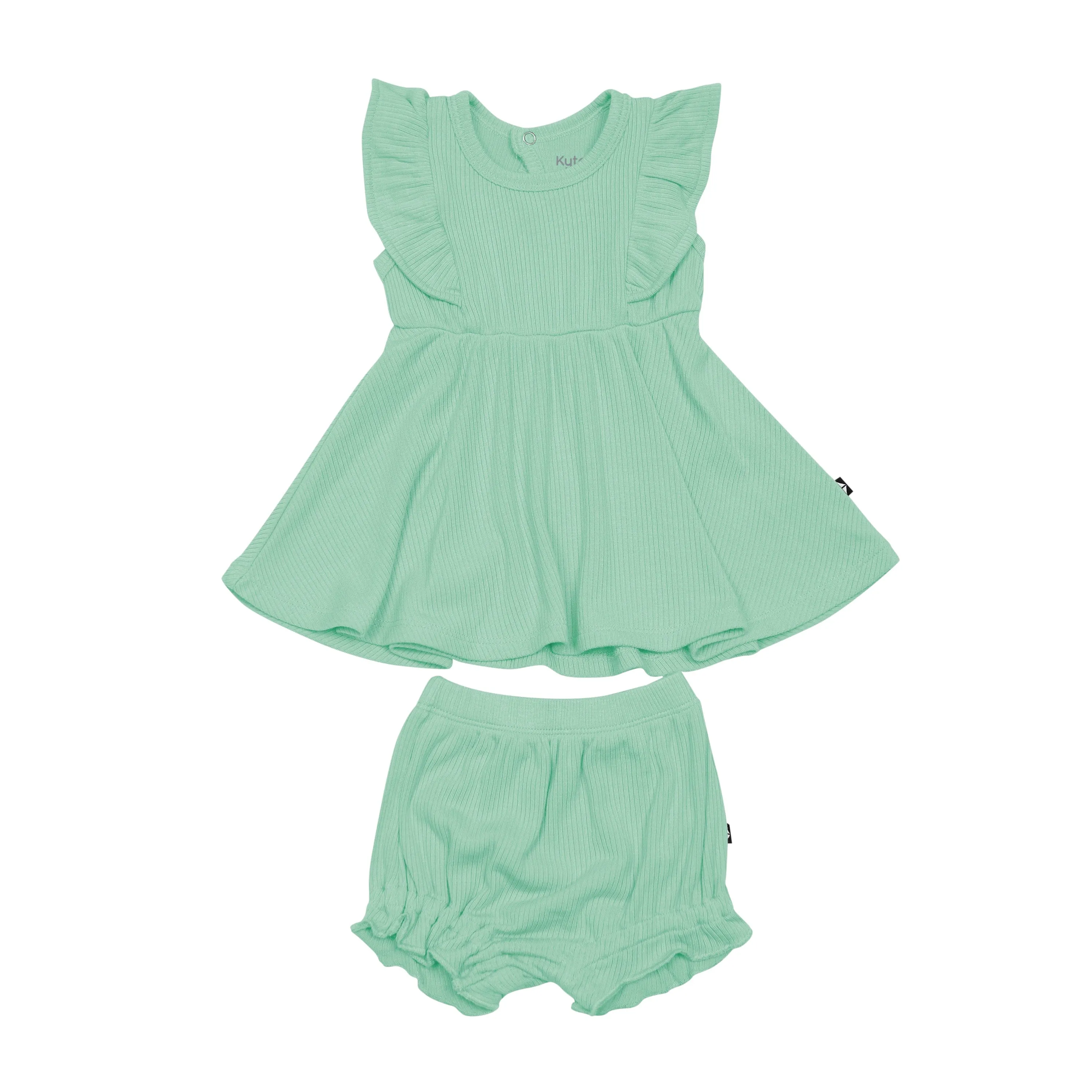 Wasabi Ribbed Peplum Dress Set