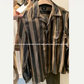 FENDI Silk Striped Long Sleeves