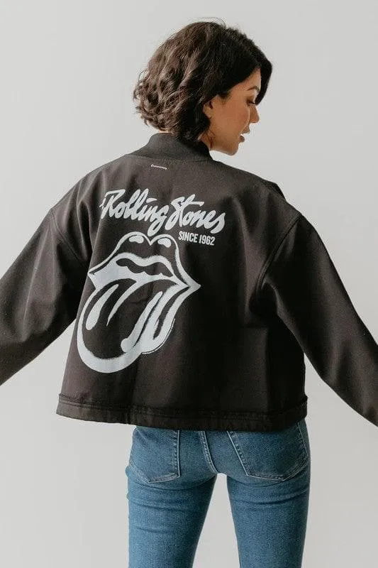 Black Rolling Stones Varsity Jacket