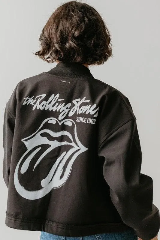 Black Rolling Stones Varsity Jacket